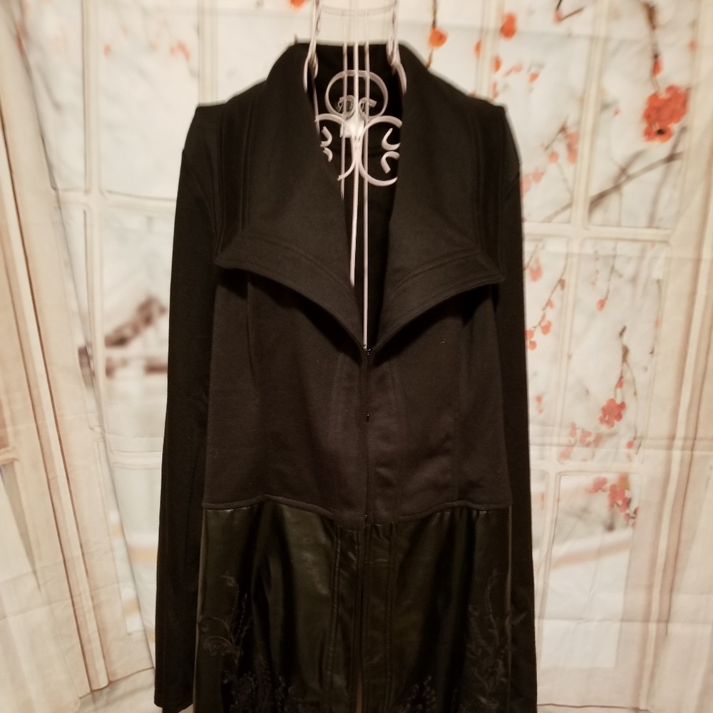 NWOT Venus Black Jacket with Faux Leather Bottom